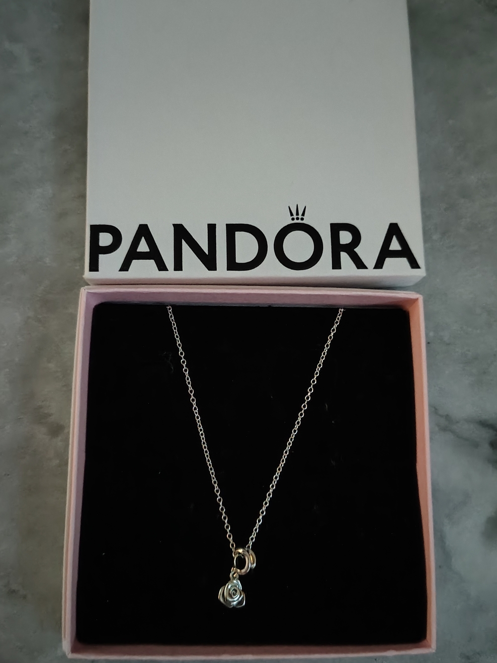 Pandora Silver Rose Pendant Necklace